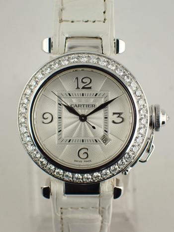 カルティエ パシャ ダイヤモンドベゼル 32mm クォーツ レディース WJ1050M9