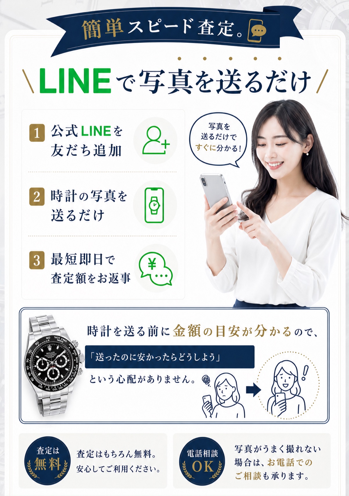 簡単スピード査定。LINEで写真を送るだけ