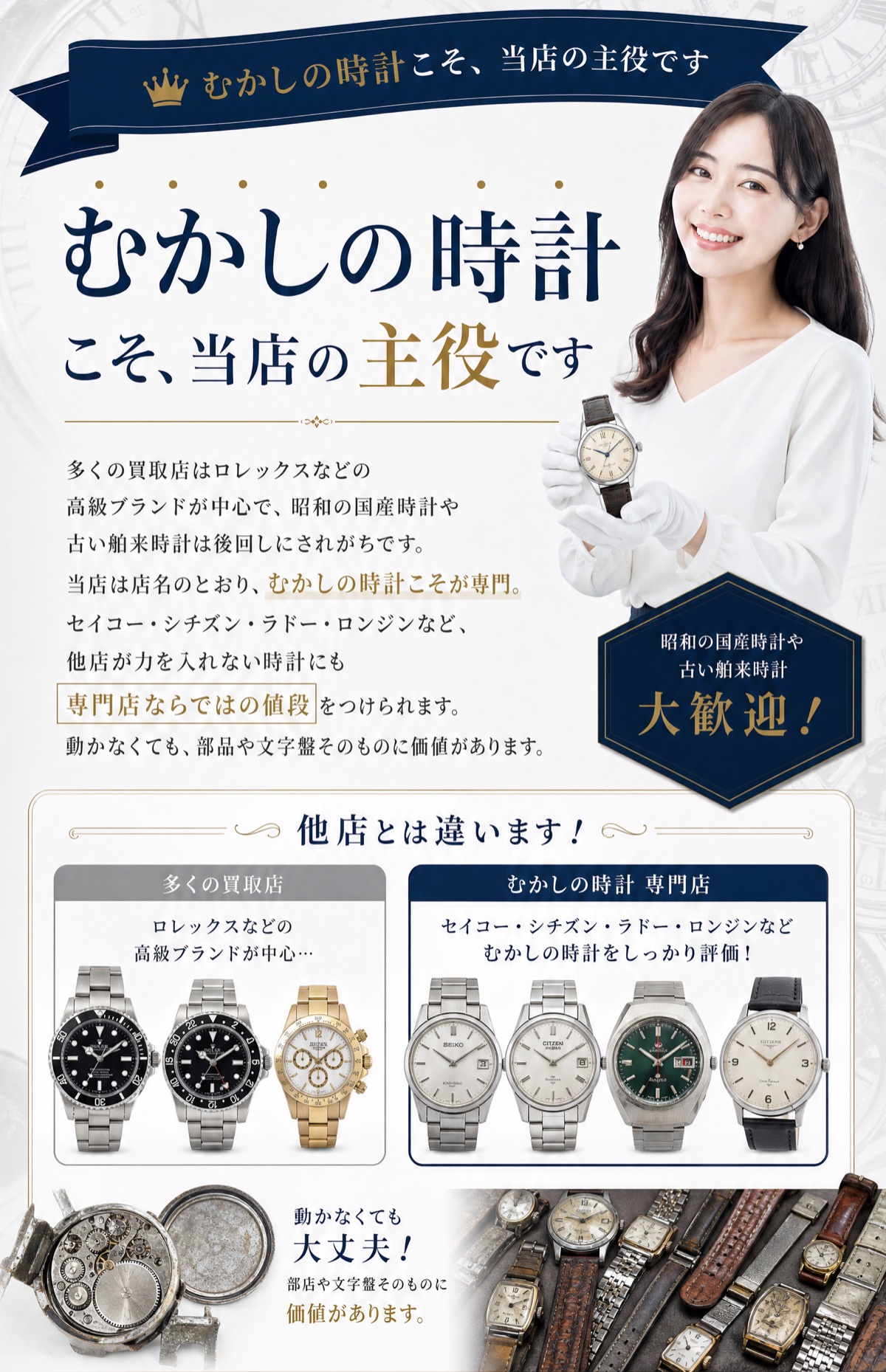 「むかしの時計」こそ、当店の主役です