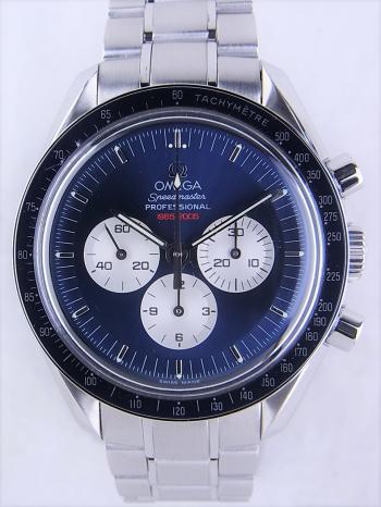 オメガスピードマスターファーストスペースウォーク2005本限定ブルー文字盤3565.80